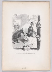 Ved denne frygtelige historie kaster Zemire sig for Azors fødder fra Scener fra ..., ca. 1837-47. af Jean Ignace Isidore Gérard