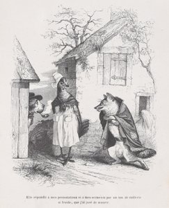 Hun reagerede på mine protester og eder med en tone af hån så kold, at jeg svor ..., ca. 1837-47. af Jean Ignace Isidore Gérard