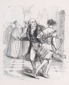 Den flygtende muse fra The Complete Works of Béranger, 1836. af Jean Ignace Isidore Gérard
