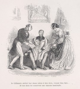 Den sørgende enke giver dem begge ret til at klare sig godt.... Og de beholder begge en evighed..., 1843.