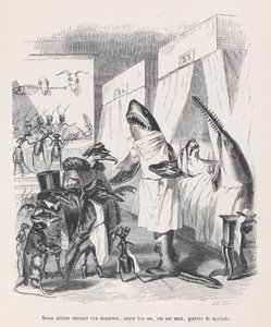 Vi skal skære ind i musklerne, save knoglerne, kort sagt helbrede de syge fra Sc..., ca. 1837-47. af Jean Ignace Isidore Gérard