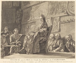 Konkurrence om prisen for studiet af hoveder og udtryk af Jean Jacques Flipart after Charles Nicolas Cochin II