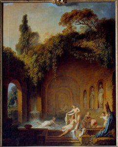 Nymfernes bad Maleri af Jean Jacques Francois Barbier l