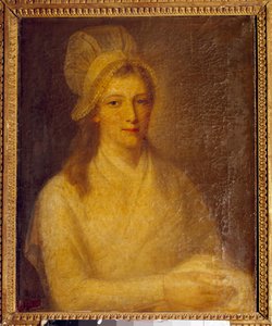 Portræt af Marie Anne Charlotte Corday (1768-1793) Maleri af Jean Jacques Hauer (1751-1829) 1793. Dim 0,61 x 0,47 m. Versailles, Chateau Museum