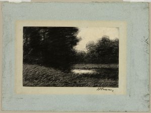 Landskab med en dam af Jean Jacques Henner