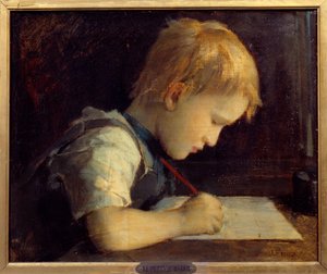 Den lille forfatter Paul Henner (1860-1867) nevø til kunstneren Maleri af Jean Jacques Henner (1829-1905) 1800-tallets Paris, Musee du Petit Palais af Jean Jacques Henner