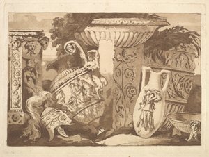 Komposition med de antikke fragmenter og en skæv vase, fra Recueil de Compositions..., 1782-84.