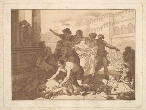La Peste chez les Philistines Plague Among the Philistines, i et album indeholdende R..., 1782-1821. af Jean Jacques Lagrenee