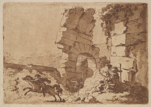 Le Colisée The Colosseum, i et album indeholdende Recueil de Compositions par Lagren..., 1782-1821. af Jean Jacques Lagrenee