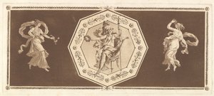 Minerva siddende i en dekorativ ottekant, med en figur til venstre og til højre Natten..., 1784. af Jean Jacques Lagrenee