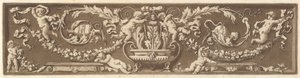 Prydfrise med putti, akantusblade og guirlander af frugt, fra Recueil de Diff..., 1784.