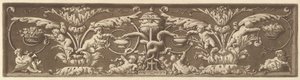 Prydfrise med putti og sammenflettede slanger, fra Recueil de Différentes Compositi..., 1784.