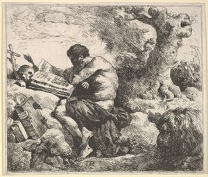 Sankt Hieronymus i et Landskab, 1762-63. af Jean Jacques Lagrenee