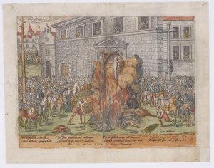 Henrettelsen af Anne du Bourg den 23. december 1559, 1568 af Jean Jacques Perrissin