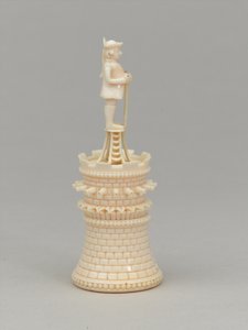 Hvidt tårn, skakbrik, Indien, 1820 ca af Jean Jacques Scherrer