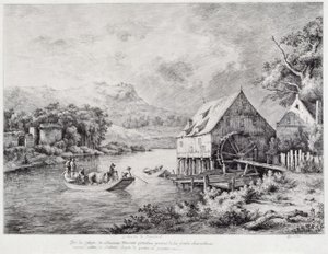 En mølle på bredden af floden, 1774 af Jean Jacques de Boissieu
