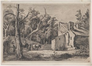 Indgang til skoven Brie med hytte til højre, 1772. af Jean Jacques de Boissieu