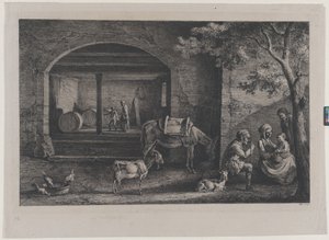 Interiør af en gård i Saint-Jean-de-Touslas, 1793. af Jean Jacques de Boissieu