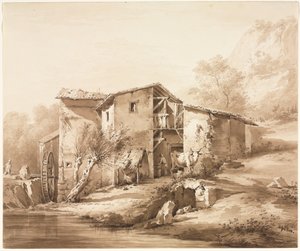 Landskab med vandmølle, ca 1790. af Jean Jacques de Boissieu