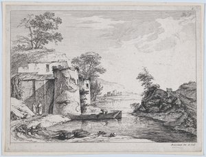 Gamle tårne på en flodbred, 1763. af Jean Jacques de Boissieu