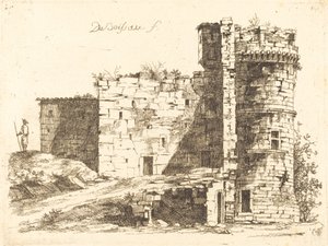 Ruinerne af Chateau Saint-Chamond, Loire af Jean Jacques de Boissieu