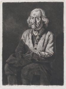 Siddende tigger: Portræt af Old Girard, en bonde fra Chasselay, 1772. af Jean Jacques de Boissieu