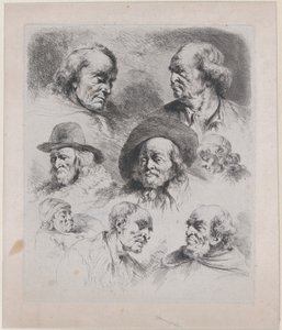 Studie af otte hoveder, 1795. af Jean Jacques de Boissieu