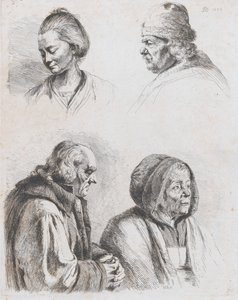 Studie af fire hoveder, 1770. af Jean Jacques de Boissieu