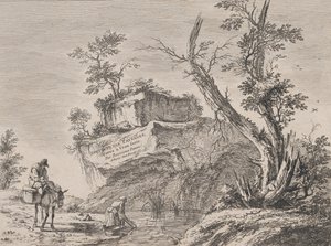Titelside til en serie af ti landskaber, 1763. af Jean Jacques de Boissieu