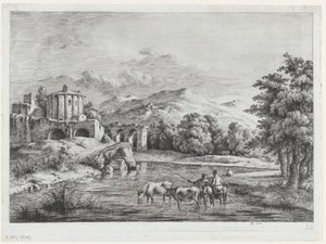 Udsigt over Vesta-templet, 1774. af Jean Jacques de Boissieu