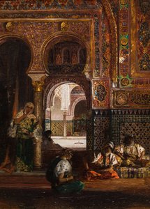 Haremsscene, fem kvinder, ca. 1880 (Olie på lærred) af Jean Joseph Benjamin Constant