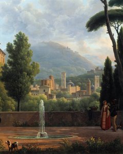 Landskabet har springvandsdetaljen af et maleri af Joseph Bidault (1758-1846). 1821 Valencia. Museum for Skønne Kunster