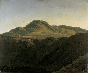 Udsigt over den romerske Campagna med Nemi-søen af Jean Joseph Xavier Bidauld
