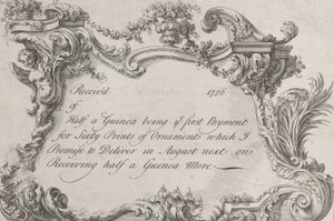 Fagkort for Frazer, hærtrykker, brevskriver og bogbinder, 1736. af Jean La Rocque