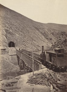Bro og tunnel over Jalon, Madrid til Zaragoza, ca. 1860-1865 (foto) af Jean Laurent