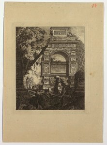 Frontispice, vasi-opfindelse, fra "Samling af forskellige emner af vaser, grave, ruiner og springvand, nyttige for kunstnere..."