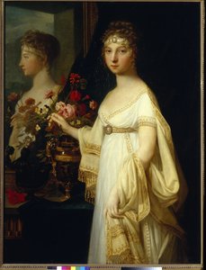 Portræt af kejserinde af Rusland Elisabeth Alexeievna, prinsesse Louise Augusta af Baden (1779-1826) (kejserinde Elizabeth Alexeievna, prinsesse Louise af Baden - Maleri af Jean Laurent Monnier (1743/46-1808), olie på lærred (130,5x99 cm)