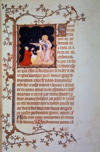 Duke John I of Berry (1340-1416) før Holy Trinity Miniature taget fra manuskriptet (ms. lat. 18014) "The Little Hours of John of Berry"" oplyst af John the Black, ca. 1375. Paris, B.N. af Jean Le and workshop (attr. to) Noir