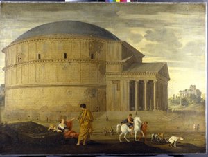 Capriccio udsigt over Pantheon med Vespasians tempel (olie på lærred)