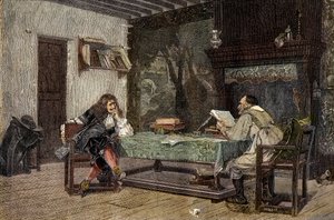 Samarbejde mellem Jean Baptiste Moliere og Pierre Corneille Fransk dramatis - "" Forfatterne Jean-Baptiste (Jean Baptiste) Poquelin dit Moliere (1622-1673) og Pierre Corneille (1606-1684)"" gravering efter maleriet af Jean-Leon (Jean) Leon) Gerome