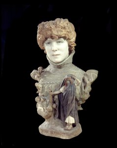 Marmorbuste af komiker Henriette Rosine Bernard kaldet Sarah Bernhardt (1844-1923). Skulptur af Jean Leon (Jean-Leon) Gerome (1824-1904) 1895 omkring Paris, musee d