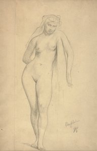 Omphale, ca. 1887 (grafit på papir) af Jean Leon Gerome