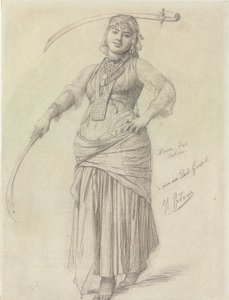 Sabeldans (blyant på papir) af Jean Leon Gerome