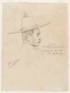 Undersøgelse til "Receptionen af de siamesiske ambassadører i Fontainebleau" af Jean Leon Gerome