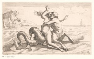 Triton kidnapper en kvinde af Jean Lepautre (attributed to)