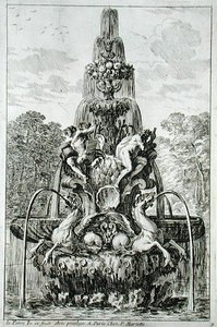 Et springvand fra "Fountains and Waterjets in the Italian Style", udgivet i 1661 (stik) af Jean Lepautre