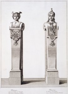 Buster af Merkur og Minerva af Louis Lerambert i Versailles, 1674 af Jean Lepautre