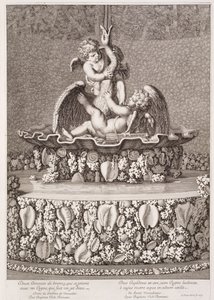 Springvand med to amoriner og en svane, designet af Jean-Baptiste Tuby, i Versailles, 1677 af Jean Lepautre