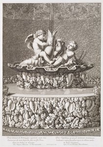 Springvand med to amoriner, der rider på en krebs, designet af Jacques Houseau, i Versailles, 1677 af Jean Lepautre