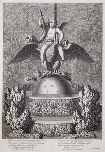 Springvand med et barn, der repræsenterer den kongelige magts geni af Pierre le Gros, i Versailles, 1677 af Jean Lepautre